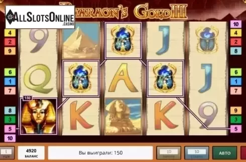 Win Screen. Pharaoh's Gold III from Novomatic