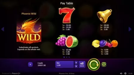 Phoenix Fire slot screenshot 2