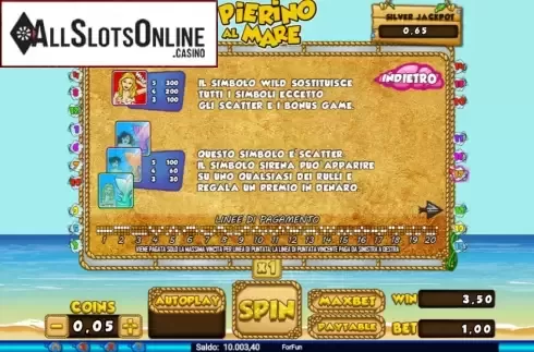 Paytable 1. Pierino al Mare from Tuko Productions