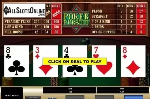 Game Screen. Poker Pursuit (Microgaming) from Microgaming