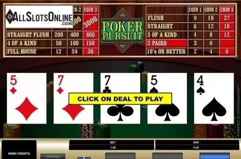 Game Screen. Poker Pursuit (Microgaming) from Microgaming