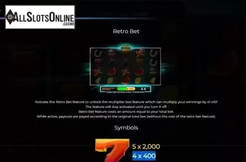 Retro bet feature screen