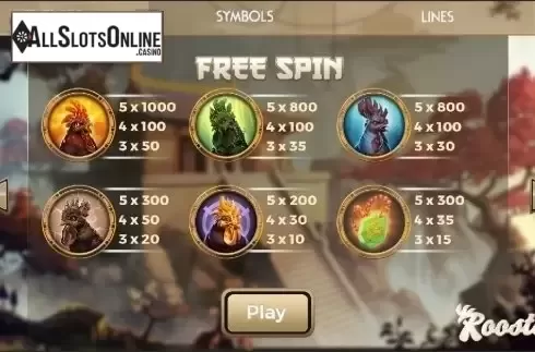 Paytable 4. Rooster from Spinmatic