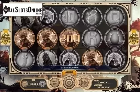 Win Screen. Rooster from Spinmatic