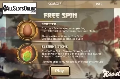 Paytable 1. Rooster from Spinmatic