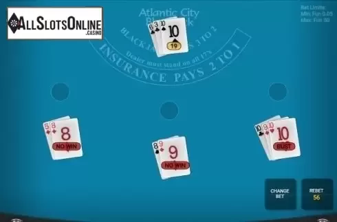 Reel screen. Satoshi Atlantic City Blackjack from OneTouch