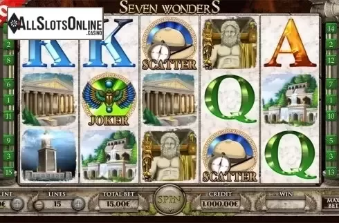 Reels screen. Seven Wonders from Capecod Gaming