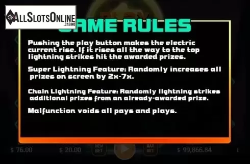 Rules screen