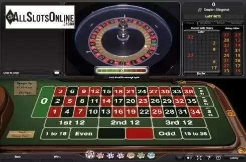 Game Screen. Slingshot Roulette Live from Playtech