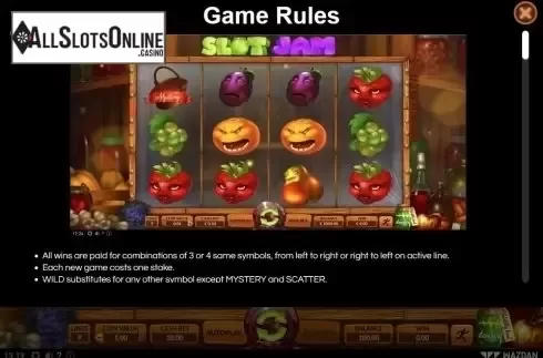 Paytable 1. Slot Jam from Wazdan