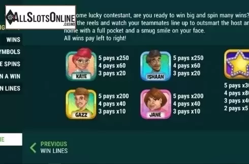 Paytable 1. Spin A Win (Slot Factory) from Slot Factory