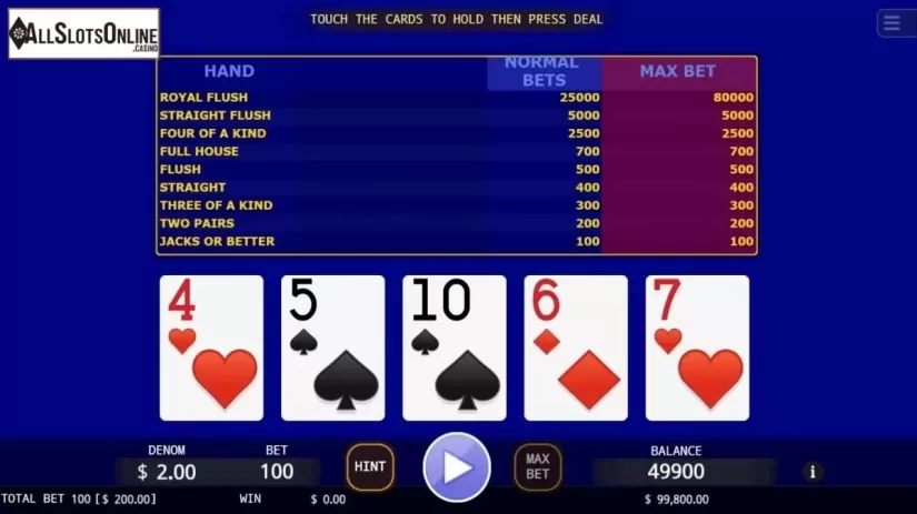 Game Screen 1. Super Video Poker from KA Gaming