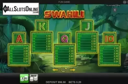 Paytable screen 2