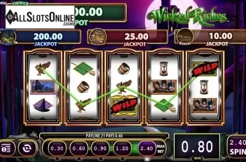 Feature win screen. THE WIZARD OF OZ Wicked Riches from WMS
