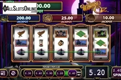 Win screen. THE WIZARD OF OZ Wicked Riches from WMS