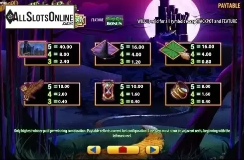 Paytable 2. THE WIZARD OF OZ Wicked Riches from WMS