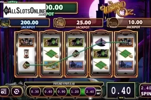 Wild Win screen. THE WIZARD OF OZ Wicked Riches from WMS