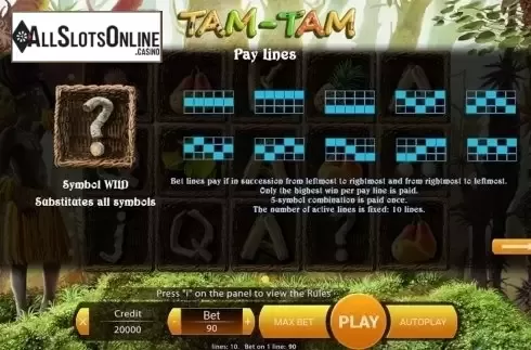 Paytable 2. Tam-Tam from X Play