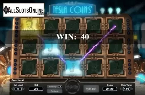 Win Screen . Tesla Coins from Gameway