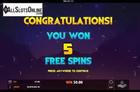 Free Spins screen