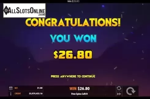 Win Free Spins screen