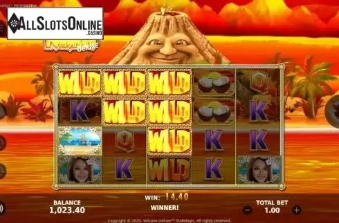 Win Screen . Volcano Deluxe from StakeLogic