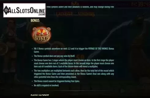 Bonus game screen