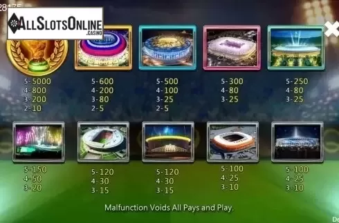 Paytable. Wold Cup Field from CQ9Gaming