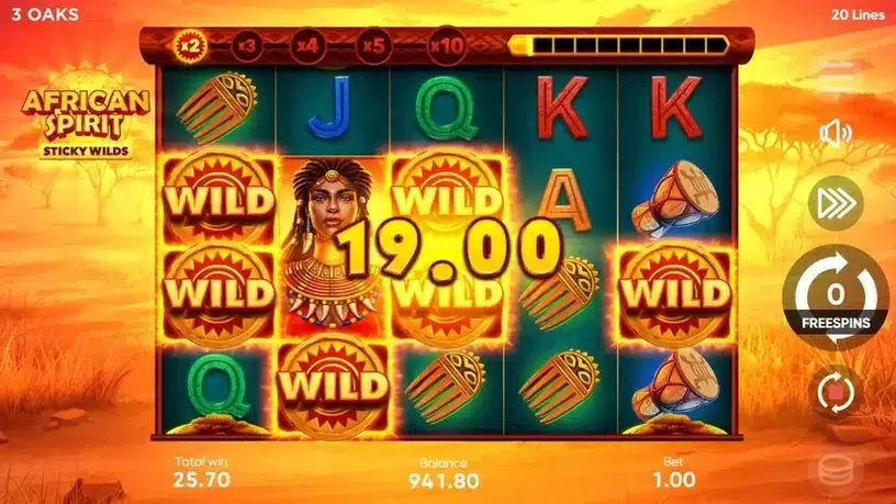 African Spirit Sticky Wilds slot screenshot 