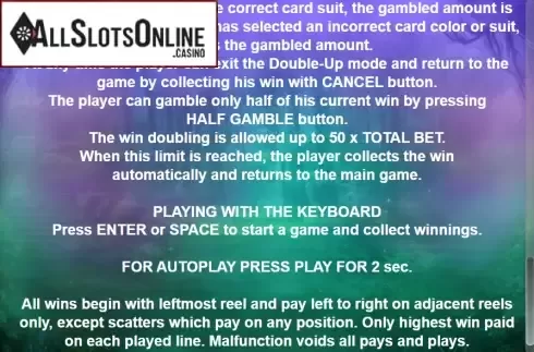 Paytable 4. 30 Treasures from Casino Technology