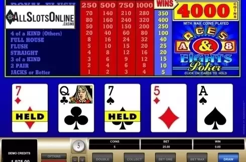 Game Screen. Aces & Eights (Microgamig) from Microgaming
