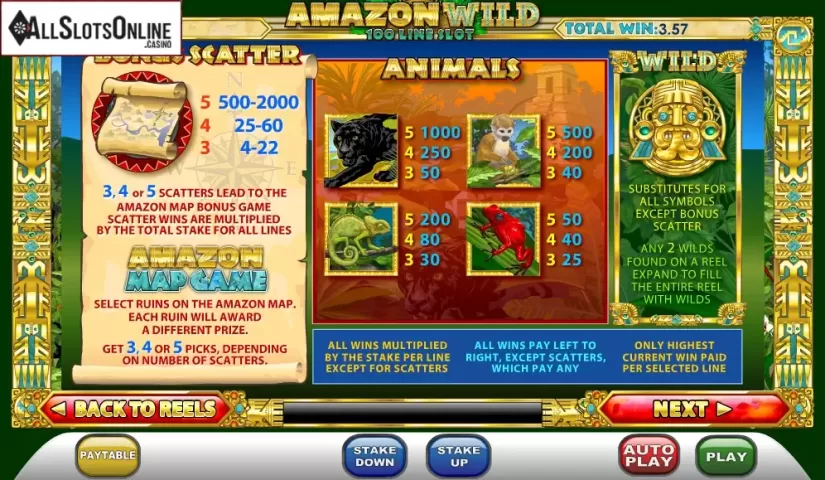 Screen2. Amazon WIld from Playtech