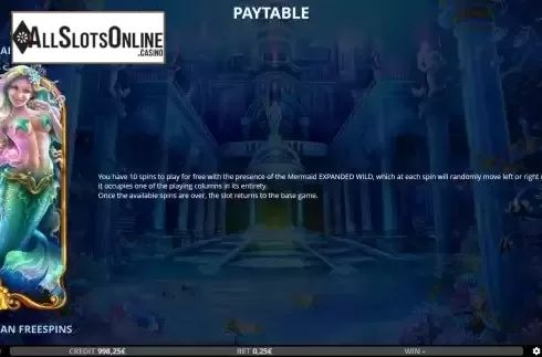 Mermaid Free Spins screen