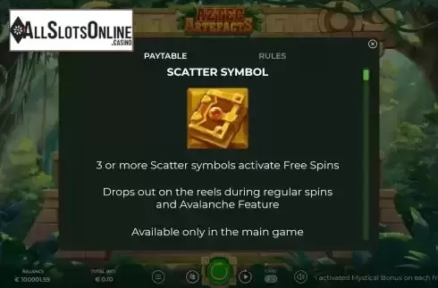 Scatter symbol screen