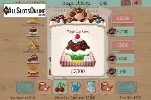 Win screen. Baking Bonanza from Slingo Originals