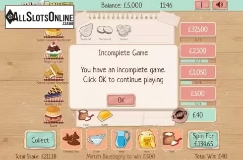 Intro screen. Baking Bonanza from Slingo Originals