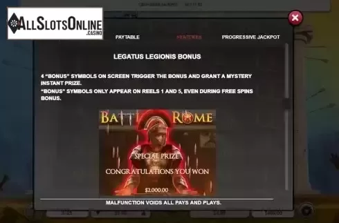Bonus game screen