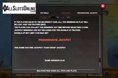 Progressive jeckpot screen