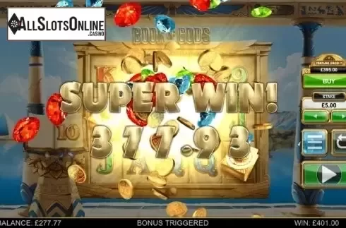 Super win screen. Book of Gods (Big Time Gaming) from Big Time Gaming