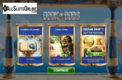 Start Screen. Book of Gods (Big Time Gaming) from Big Time Gaming