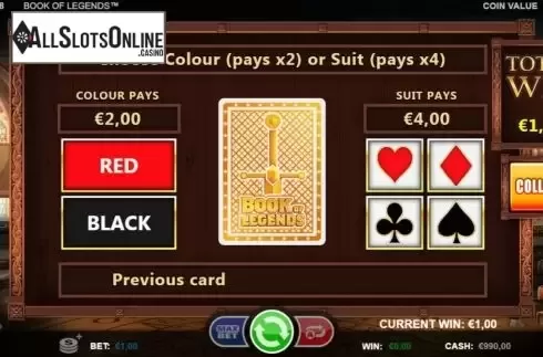 Gamble screen. Book of Legends (Games Inc) from Games Inc