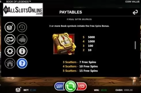 FS bonus screen. Book of Legends (Games Inc) from Games Inc