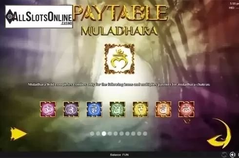 Paytable 3. Chakra from Espresso Games