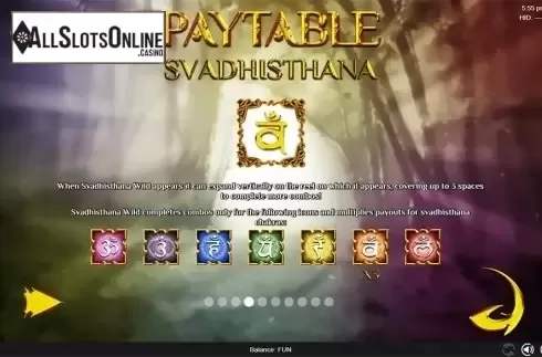 Paytable 4. Chakra from Espresso Games