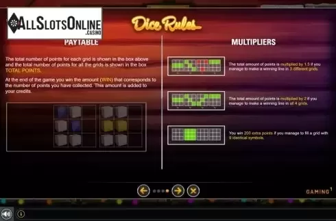 Paylines. Christmas Dice from GAMING1