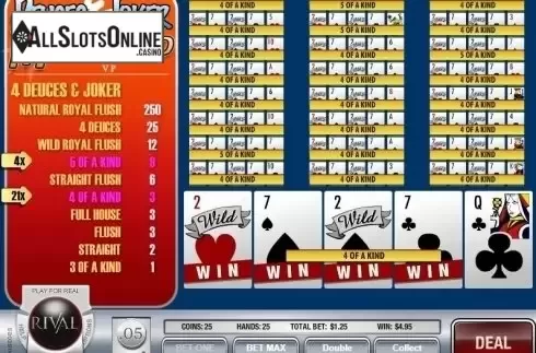 Game Screen 4. Deuces and Joker MH (Rival) from Rival Gaming