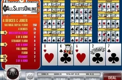 Game Screen 5. Deuces and Joker MH (Rival) from Rival Gaming