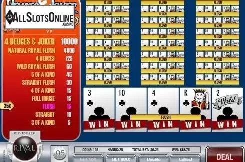 Game Screen 6. Deuces and Joker MH (Rival) from Rival Gaming