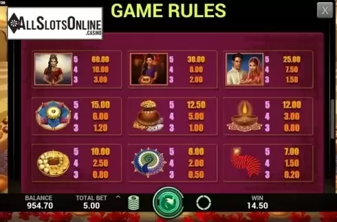 Symbols. Diwali Lights from Indi Slots