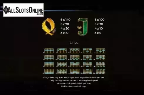 Paylines screen